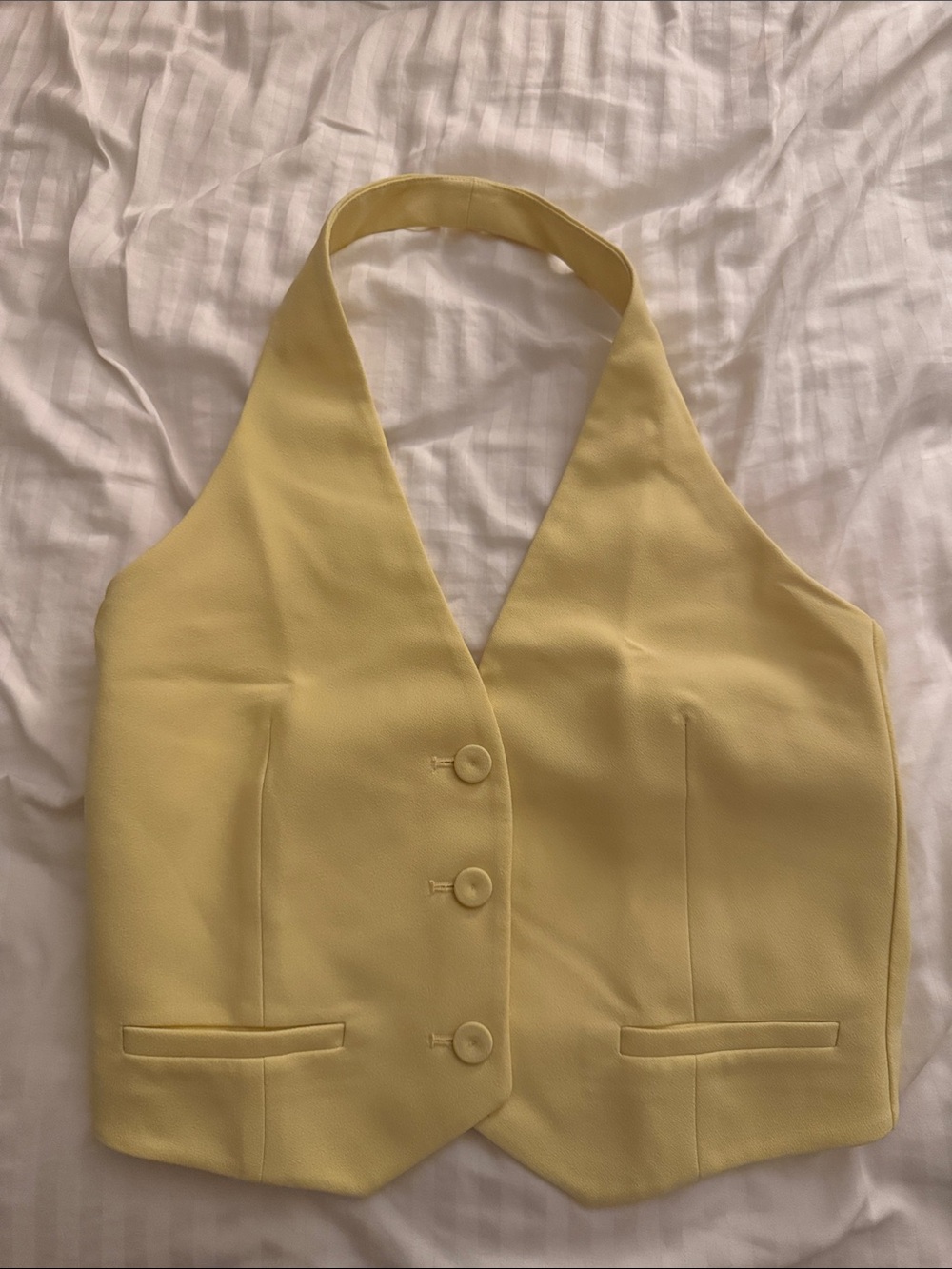 Mango Pale Yellow Halter Crop Top